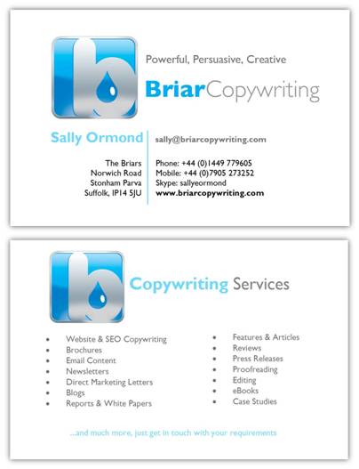 copywriter business card copywriter business card